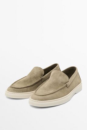 کفش لوفر طوسی مردانه چرم خالص Massimo Dutti - کد 919993726