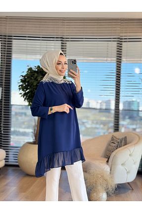 تونیک حجاب سرمه ای رگولار ALANURMODA - کد 919995087