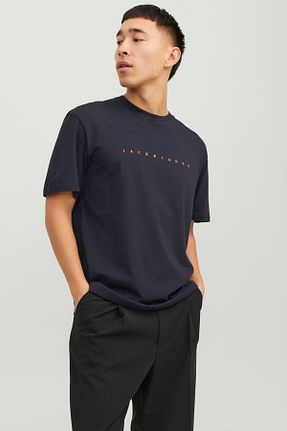 تیشرت سرمه ای مردانه یقه دوچرخه Jack & Jones - کد 743297730