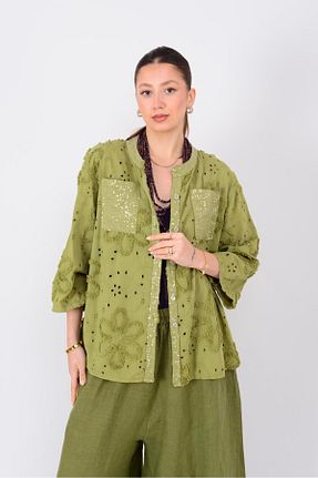 پیراهن سبز زنانه اورسایز Park Moda - کد 906441156