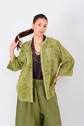 پیراهن سبز زنانه اورسایز Park Moda - کد 906441156