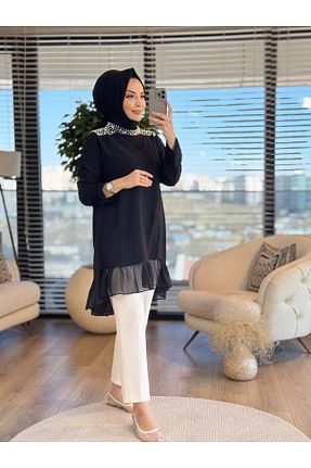 تونیک حجاب مشکی رگولار ALANURMODA - کد 919995022