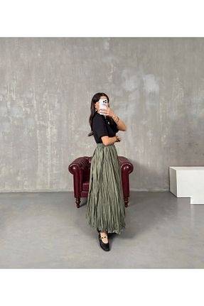 دامن خاکی زنانه بافتنی Nura Francy - کد 906469015