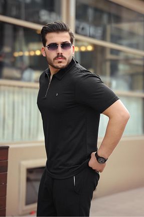 پولوشرت مشکی مردانه پنبه پلی استر Miron - کد 903207237