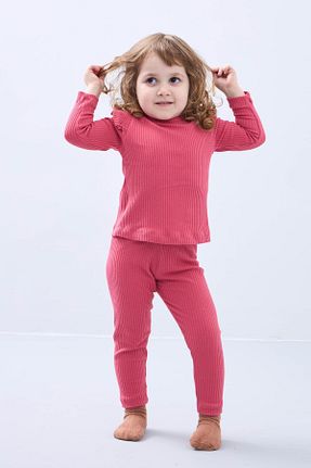 ست بالاتنه و پائین تنه صورتی بچه گانه بافتنی Perendi - کد 889916331