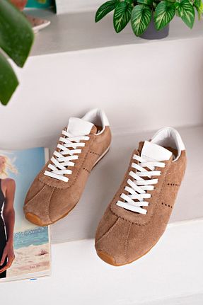 کفش اسنیکر قهوه ای زنانه چرم اصل NOSEY SHOES - کد 904429313