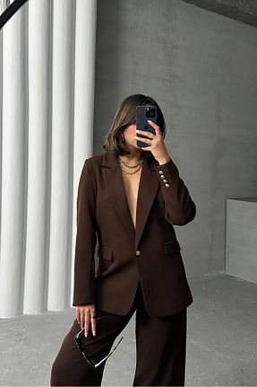 کت بلیزر قهوه ای زنانه Relaxed Neşeli Butik - کد 906534522