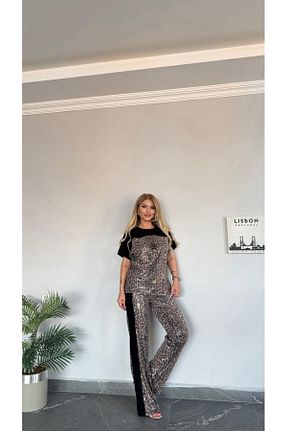 ست بالاتنه و پائین تنه مشکی زنانه بافتنی Bella Belluci - کد 906566179