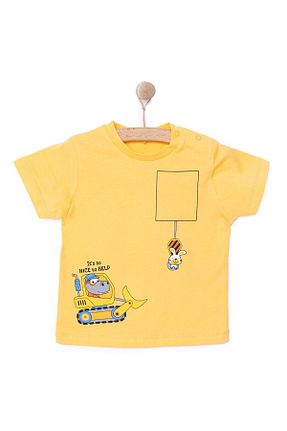 تیشرت نارنجی بچه گانه یقه دوچرخه ebebek Hello Baby - کد 917212960