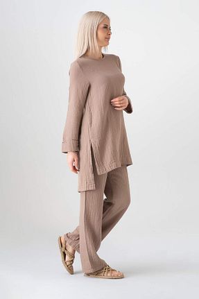 ست بالاتنه و پائین تنه حجاب قهوه ای زنانه رگولار Fashion Showcase - کد 906569843