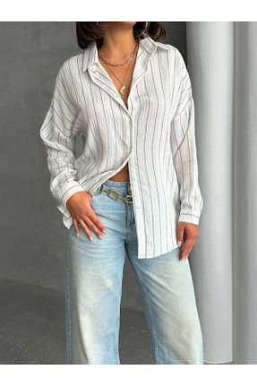 پیراهن سفید زنانه اورسایز İLKCET MODA - کد 917256290