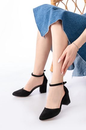 کفش پاشنه بلند کلاسیک مشکی زنانه چرم مصنوعی DURUNUN BUTİĞİ - کد 906556022