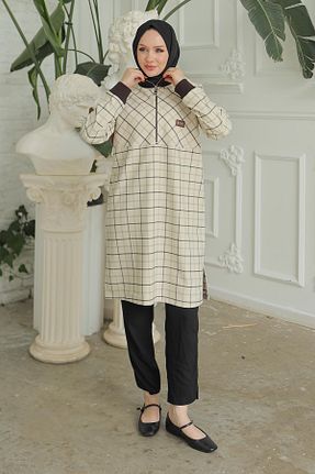 تونیک حجاب بژ زنانه بافتنی Armine - کد 856471297