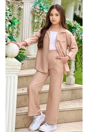 ست بالاتنه و پائین تنه بژ بچه گانه بافتنی Calisa - کد 920350818