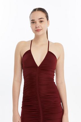 لباس زرشکی زنانه بافتنی Maison La Femme - کد 902999477