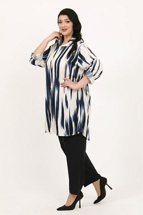 پیراهن سایز بزرگ سرمه ای زنانه گشاد özle fashion - کد 917360443