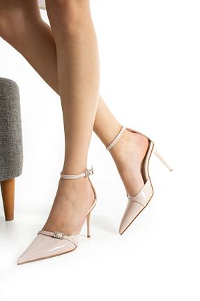 کفش پاشنه بلند کلاسیک بژ زنانه مخمل Gökçe Shoes - کد 917395831