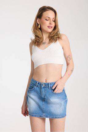 دامن آبی زنانه پنبه ای CARLOOG JEANS - کد 917401429