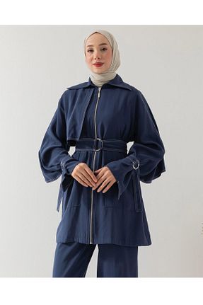 ست بالاتنه و پائین تنه حجاب سرمه ای بافتنی Lavin - کد 917401419