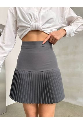 دامن طوسی زنانه بافتنی RAWEA FASHİON - کد 917424318