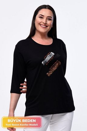 بلوز سایز بزرگ مشکی زنانه سایز بزرگ tarzımsüper - کد 684412778