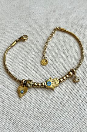 دستبند استیل (فولاد) طلائی زنانه استیل (فولاد) MODA - کد 743215725