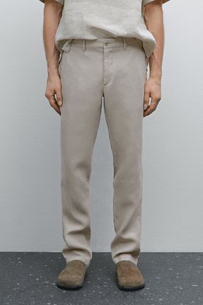 شلوار بژ مردانه کتان Massimo Dutti - کد 345899009