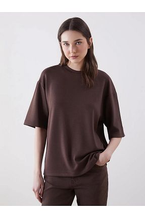تیشرت قهوه ای زنانه رگولار LC Waikiki - کد 917442020