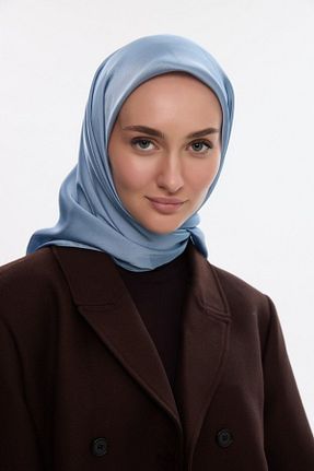روسری آبی ساتن cs camellia scarf - کد 917437088
