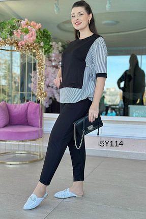 ست بالاتنه و پائین تنه مشکی زنانه بافت İnce Topuk - کد 917439239