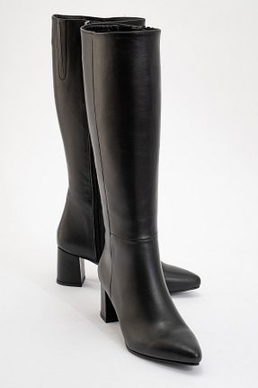 چکمه مشکی زنانه چرم خالص luvishoes - کد 68170947