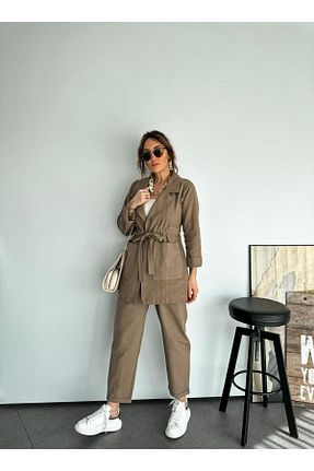 ست بالاتنه و پائین تنه قهوه ای زنانه بافتنی Zerrincan Giyim - کد 917449531