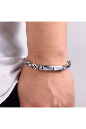 دستبند استیل (فولاد) طوسی مردانه استیل (فولاد) Siya Silver - کد 896280241