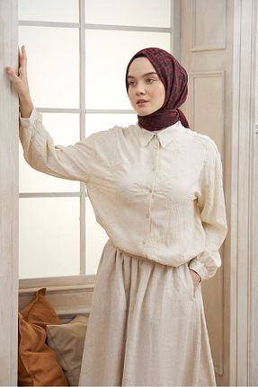 شال زرشکی زنانه پنبه پلی استر ARMANDA - کد 917480575