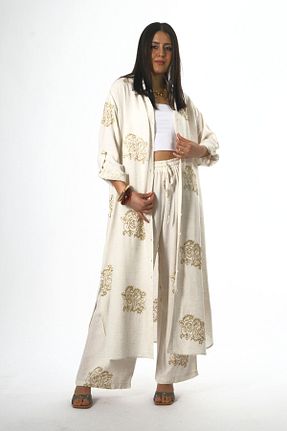 ست بالاتنه و پائین تنه نباتی زنانه بافتنی ABBRA - کد 917521835
