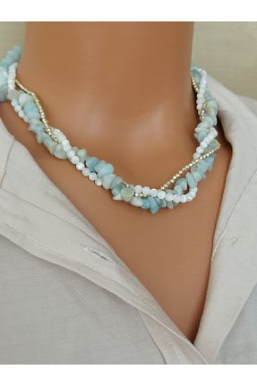 گردنبند جواهر آبی زنانه سنگ طبیعی LemaStone - کد 917574699