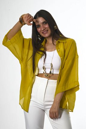 پیراهن زرد زنانه اورسایز ABBRA - کد 917546767