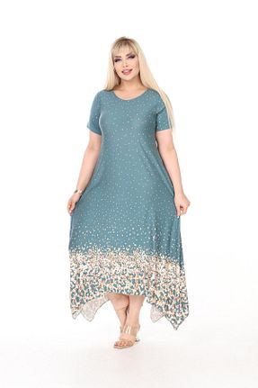 لباس سایز بزرگ فیروزه ای زنانه Penye mami butik - کد 920585004
