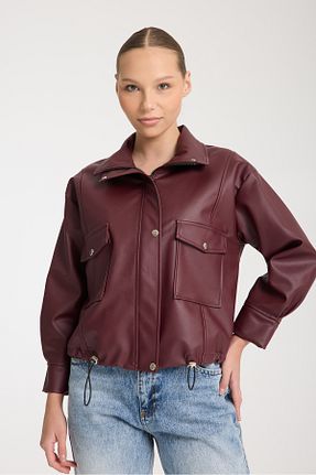 کت زرشکی زنانه گشاد İLKCET MODA - کد 906250627