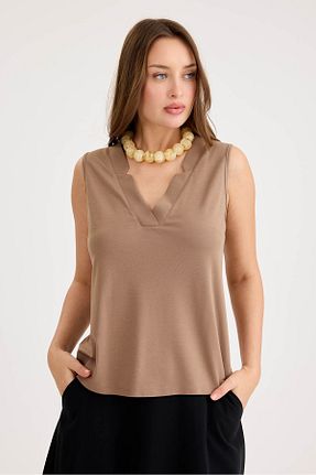 بلوز قهوه ای زنانه ساده Vitrin - کد 917576983