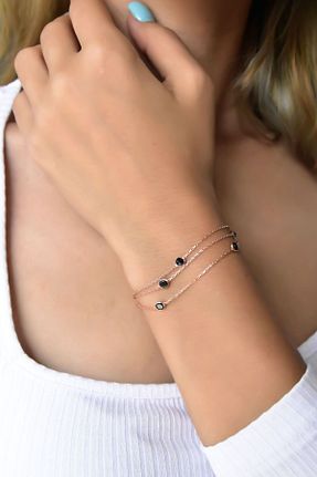 دستبند نقره مشکی زنانه 925 عیار Papatya Silver - کد 151401909