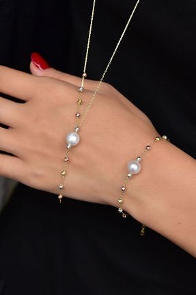 ست نقره طلائی زنانه مروارید Papatya Silver - کد 156004035