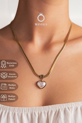 گردنبند استیل ( فولاد ) طلائی زنانه استیل ضد زنگ MAVEGA - کد 870244362