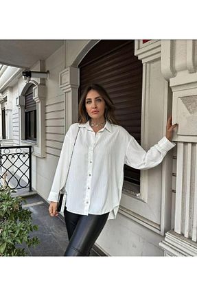 پیراهن سفید زنانه رگولار Butik - کد 850124901