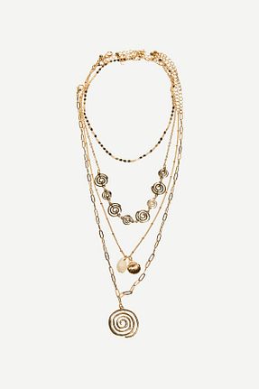 گردنبند جواهر طلائی زنانه برنجی Bershka - کد 917641580