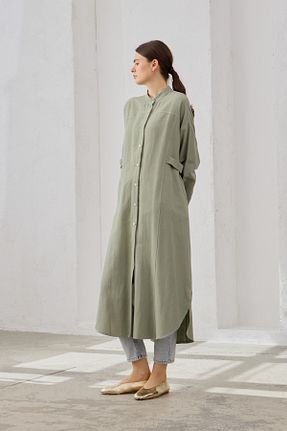 پیراهن حجاب سبز زنانه اورسایز QANU - کد 917653270