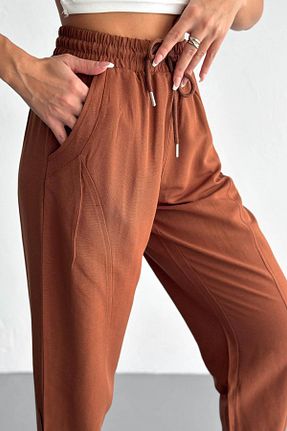 شلوار قهوه ای زنانه پنبه ای İstangül Butik - کد 917680382