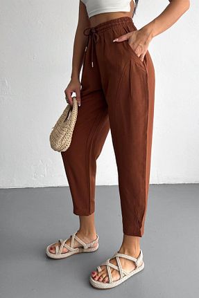 شلوار قهوه ای زنانه پنبه ای İstangül Butik - کد 917680382