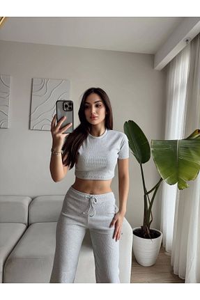 ست بالاتنه و پائین تنه رنگی زنانه بافتنی Zoom Butik - کد 917699529