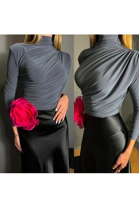 بلوز طوسی زنانه ساده RAKSTEX - کد 917696426
